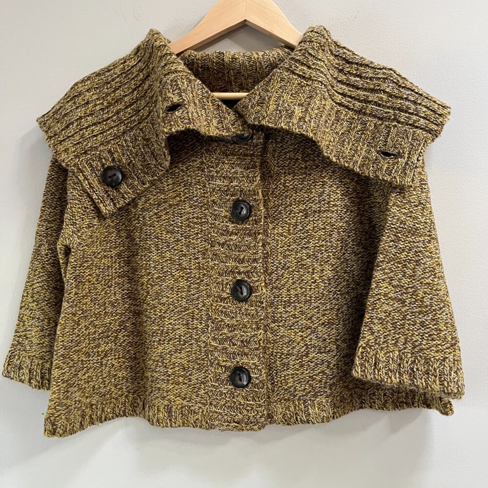 Chaudry Anthropologie Cardigan‎ Marled Shawl Collar Oversized Batwing NEW Small